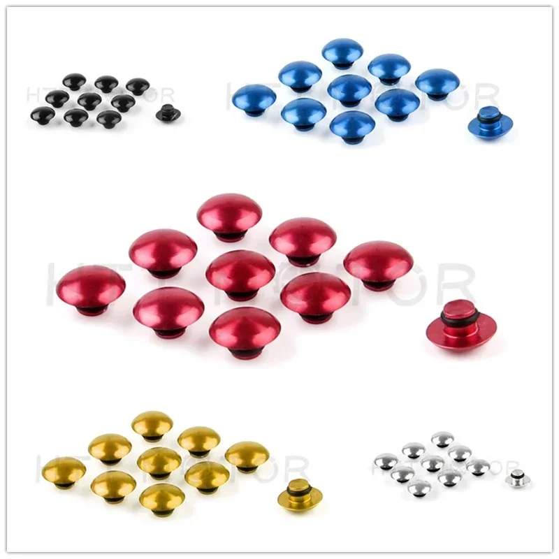 Motorcycle Parts BLUE/RED/CHROME 10 PCS Universal Hex Socket Bolt Screw Nut Head Cover Cap For M8 8MM