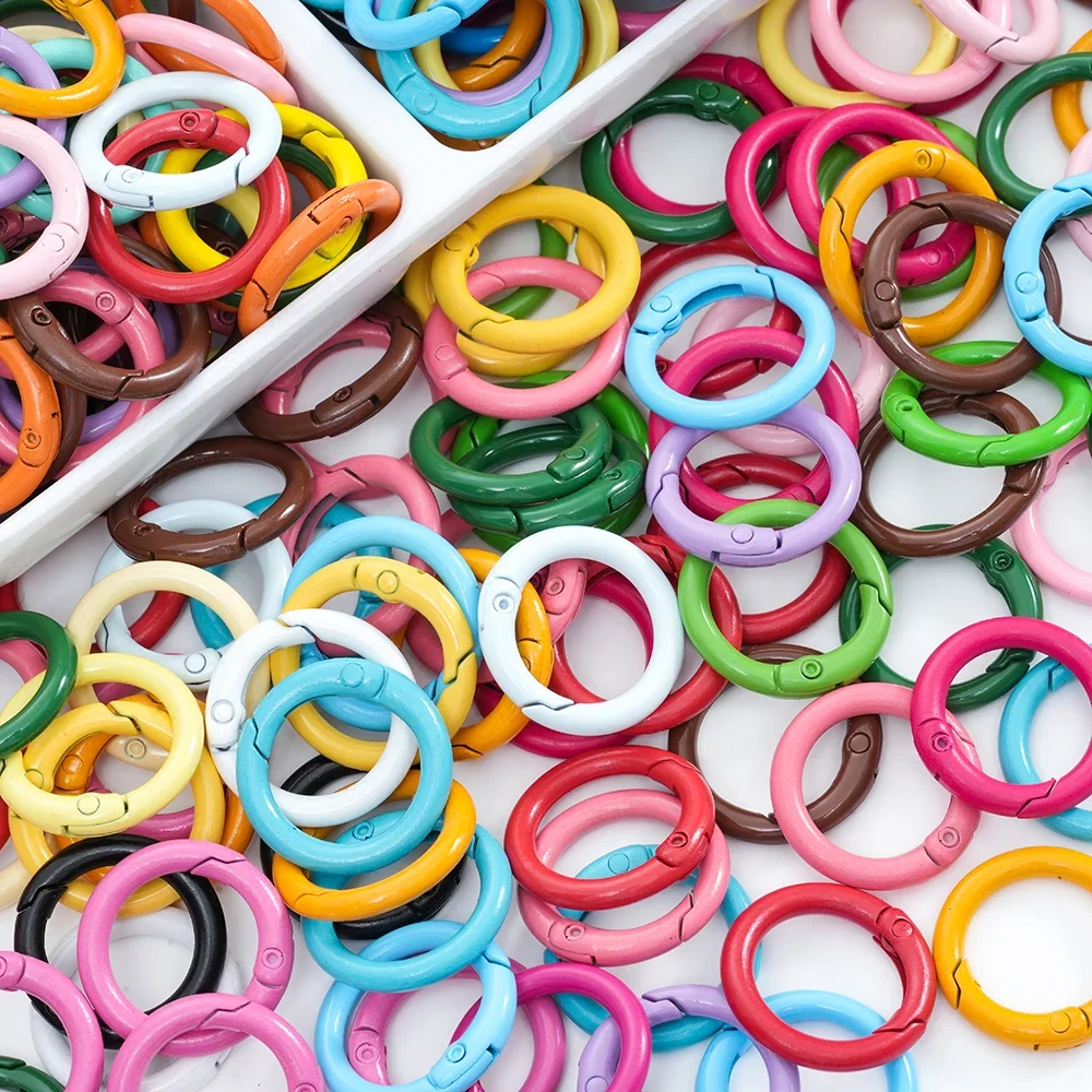 Spray Painted Alloy O Ring Spring Clasp Openable Circu Carabiner Keychain Clips Hook Connector For Buckles Jewelry Making