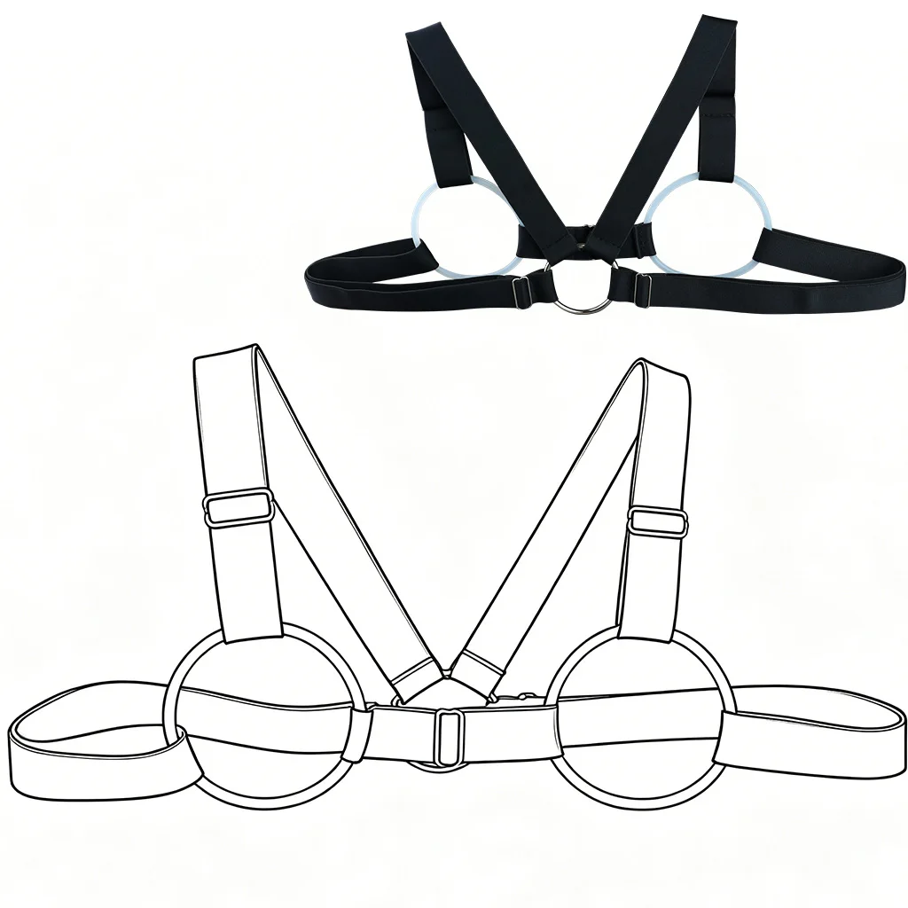 LICKER Erotic Bra With Nipple Clamp Bust Teating Chest Binder Body Harness Breast Bondage Belt Chest Bandage BDSM Slave Flirting