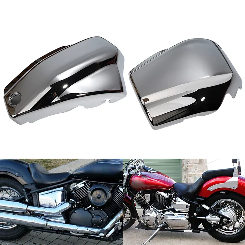 For Yamaha Dragstar V-Star XVS1100 Classic Custom 99-11 Motorcycle Chrome Battery Sdie Covers Left Right Fairing Guard Protector