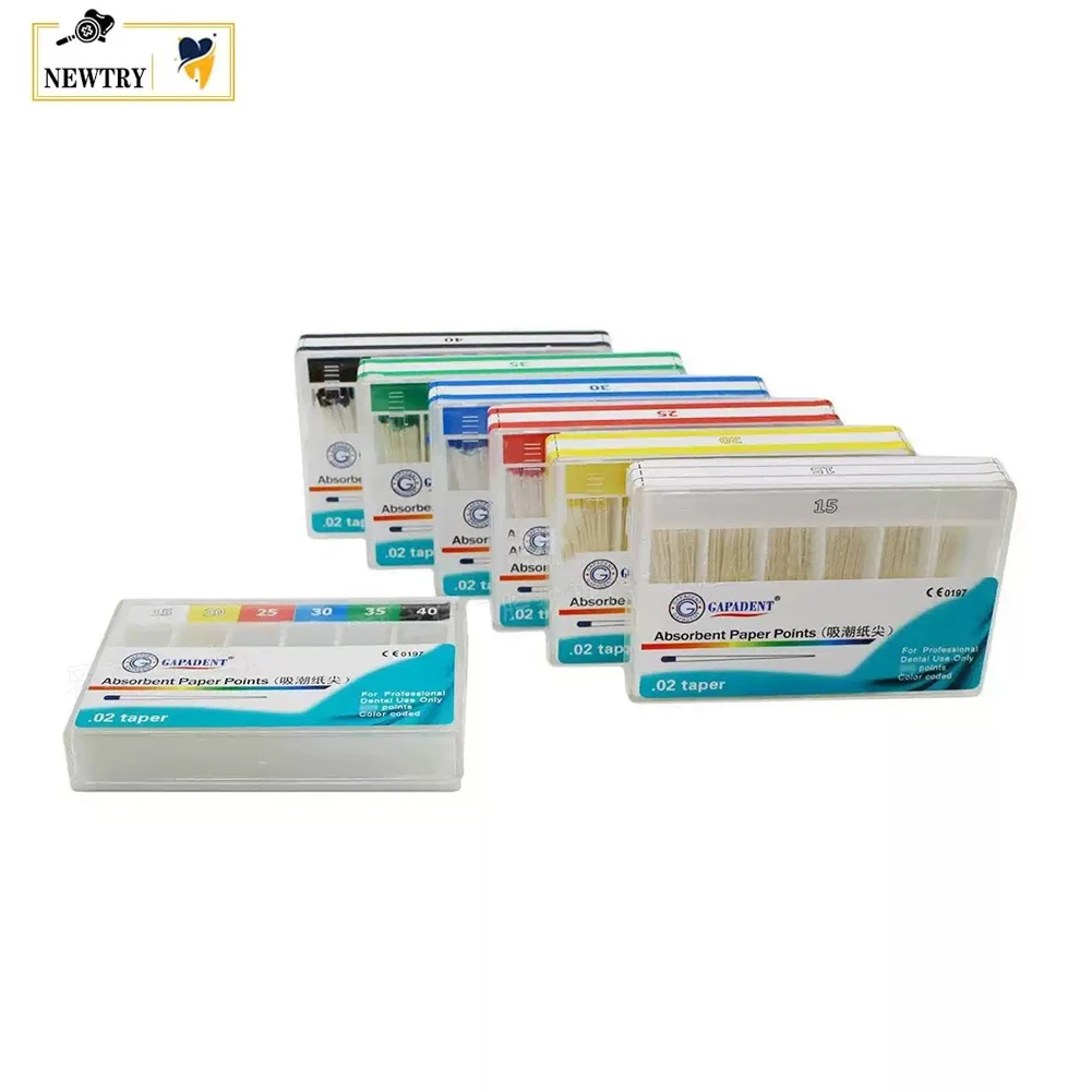 2 Boxes GAPADENT Dental Absorbent Paper Points 02/04/06 Taper #15-40 Color Coded Root Canal Endo Moisture Absorbing Cotton Tips
