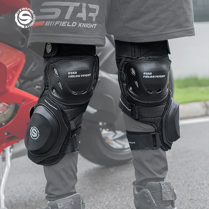 Star Field Knight Black Cycling Motorcycle Knee Pads A Pair Seismic Wear-resistant Riding Race Protective Equipment Accessories