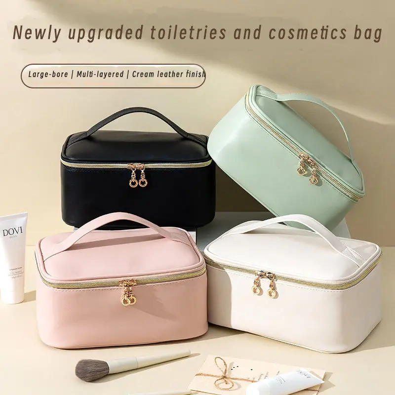 Popular Large Capacity PU Cosmetic Organizer Portable Cosmetics Bag Travel Toiletry Bag Women's Gift Waterproof Makeup Case