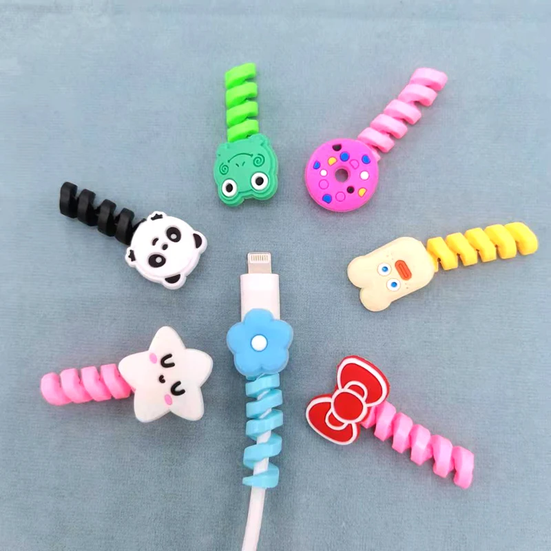 Cartoon Cable Protector For IPhones Android Winder Type-C USB Charging Cord Organizer Headphone Earphone Data Line Protect