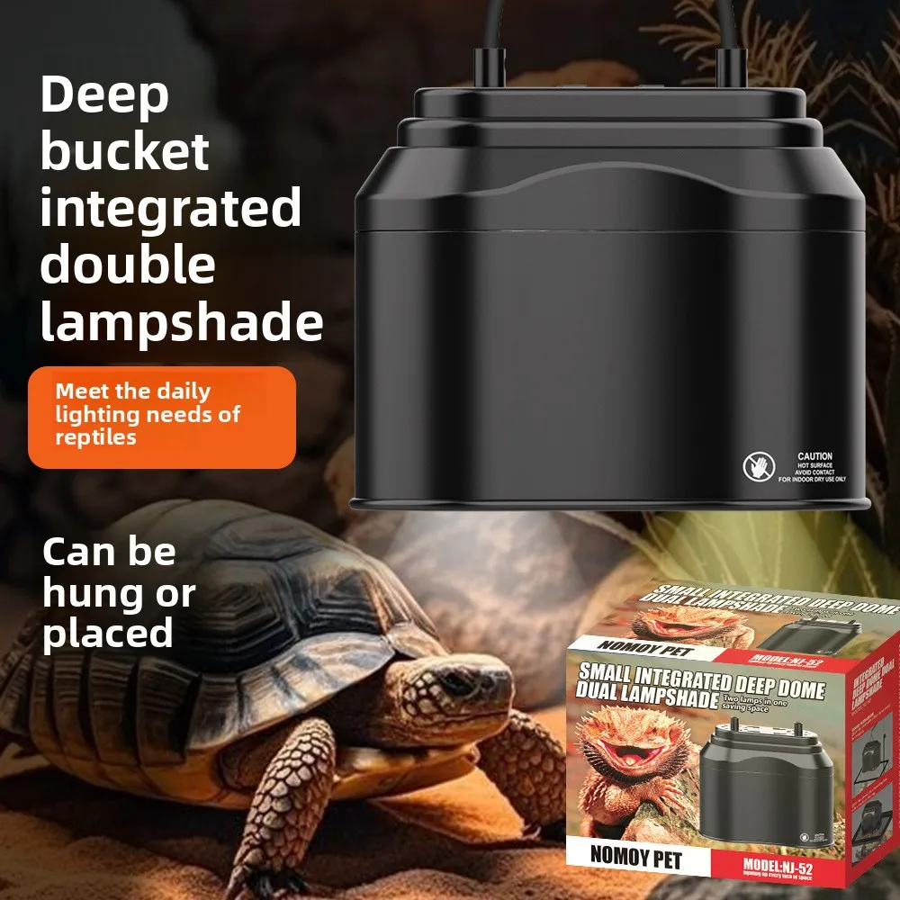 NOMOY Deep Dome Reptile Lamp - Detachable Shipping Package, High Reflectivity Dual Hood for UVB UVA Bulbs, Tortoise&Lizard Light