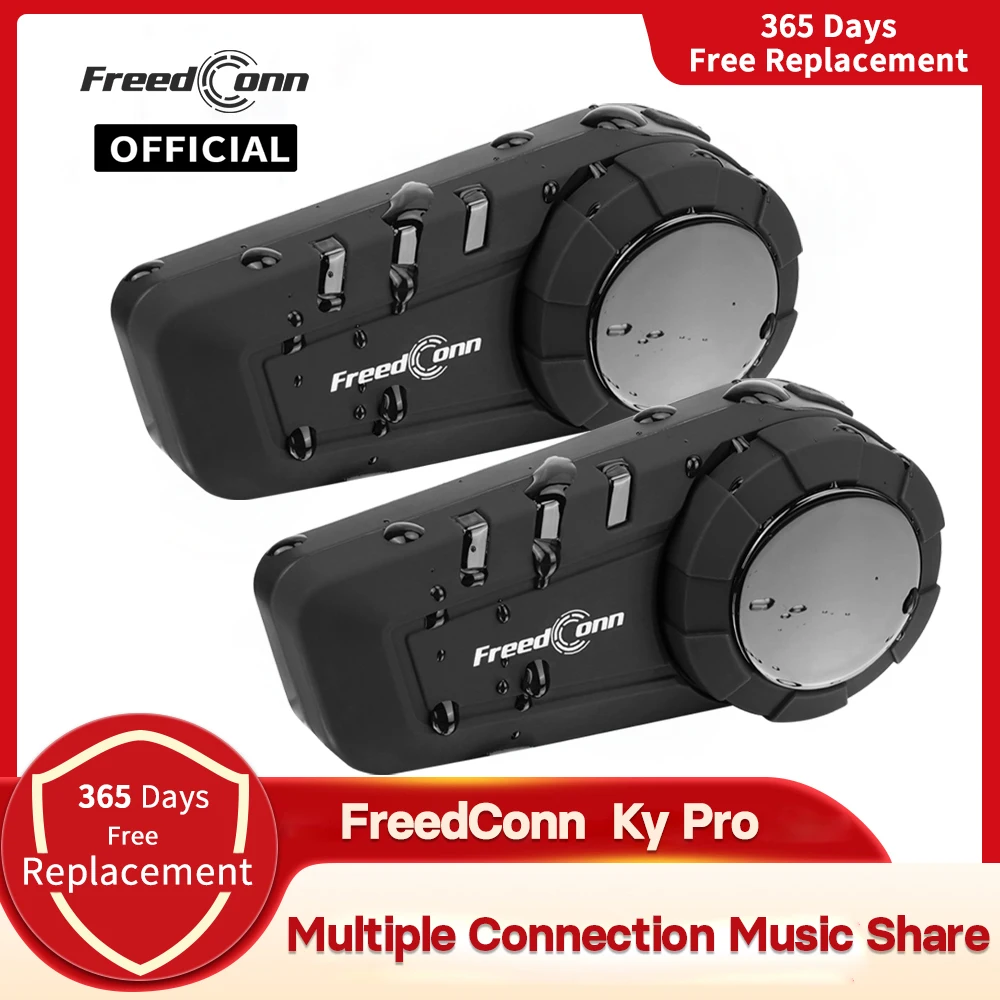 Motorcycle Intercom Freedconn KY Pro Helmet Bluetooth Headset 1000M Music FM Waterproof Group headphones 6 Riders For Motor Bike