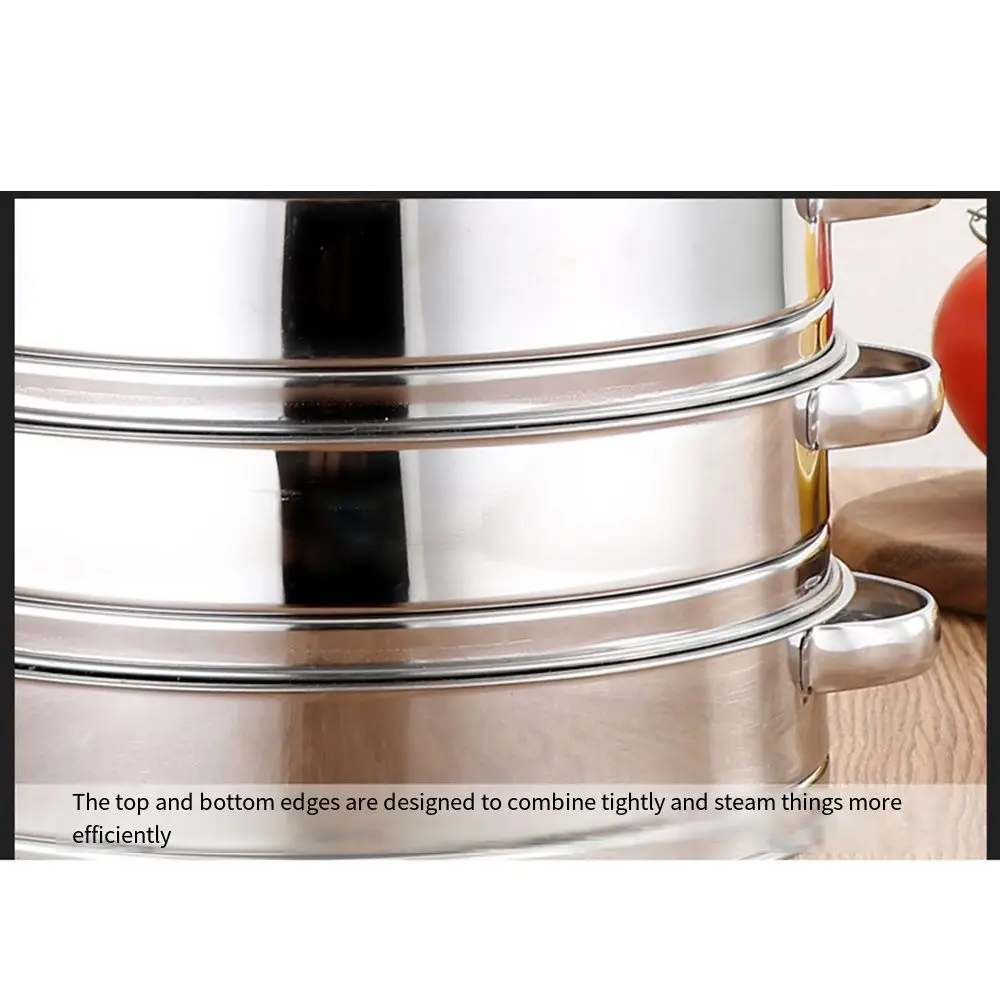 Stackable Food Steam Rack Thicken Steamed Stuffed Bun Stainless Steel Steamer Durable with Double Ear Egg Tray