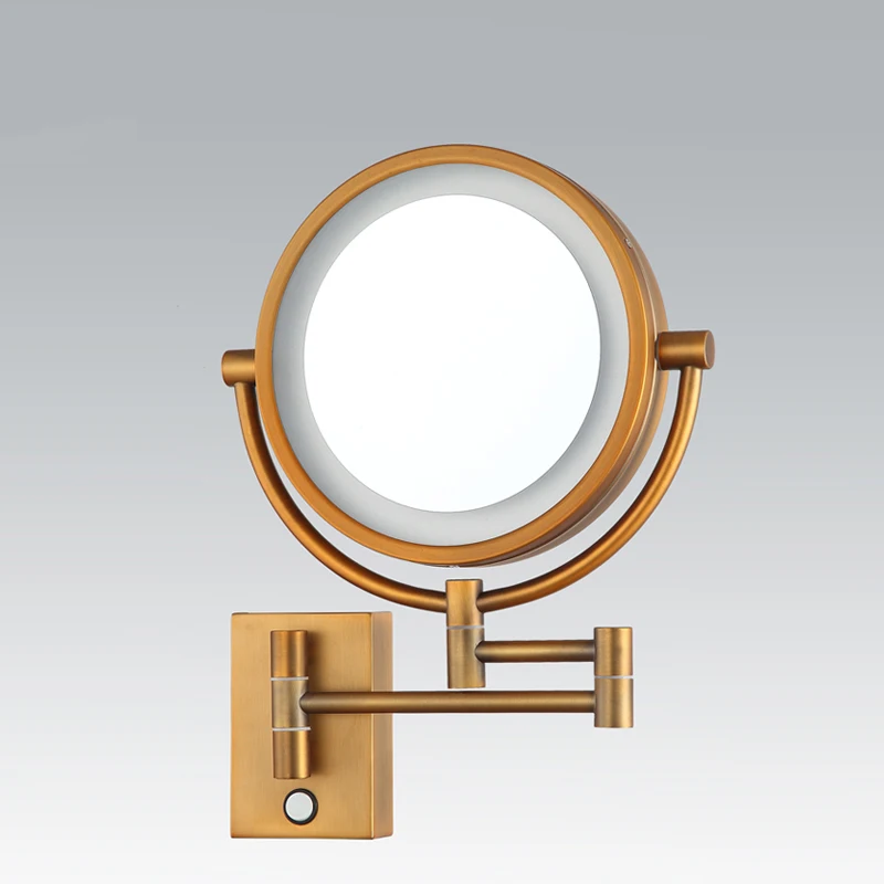 Vintage Elegant Bronze LED Makeup Mirror with Stable Aluminum Stand, Sensitive Touch Sensor Switch, Efficient Defogging