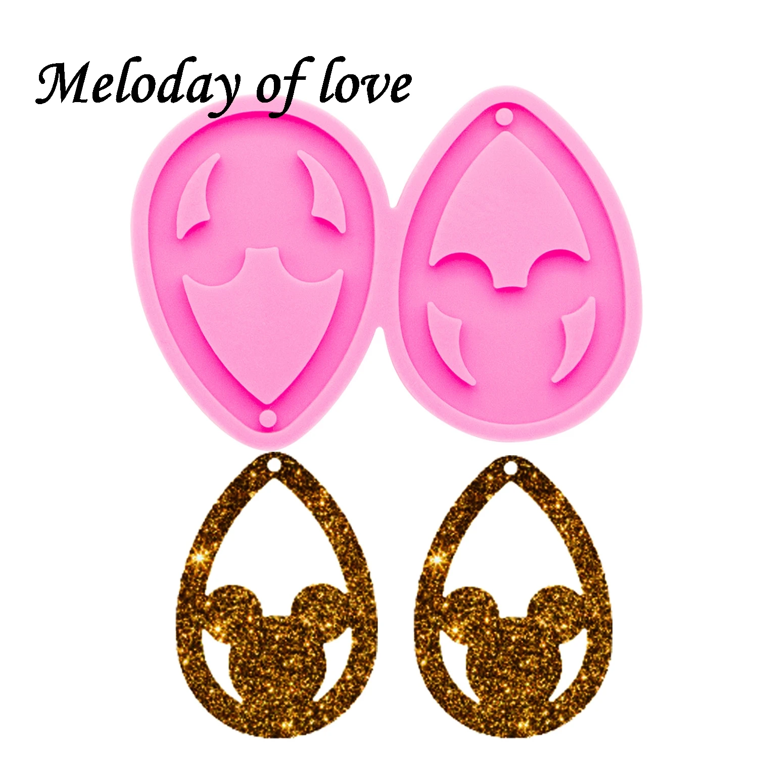 Shiny Glossy Tear Drop Hoop Silicone Mold Diy Mouse Cartoon Shape Earring Pendant for Girl Epoxy Resin Moulds Jewelry DY0307