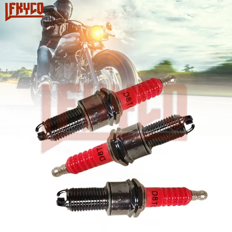 1/2/3/4PCS 3 Electrodes D8TC Spark Plugs for Motorcycle 125CC 150CC 200CC CG125 CF250 CH250 GY6 ATV MOPED SCOOTER Dirt Bike Kart