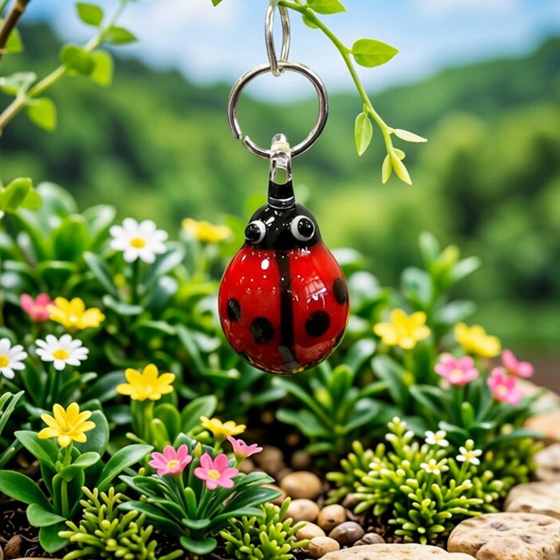 2pcs Cute Glass Ladybug Charms Mini Beetle Pendant for Diy Jewelry Earrings Bracelet Making Accessories or Easter Decor Supplies