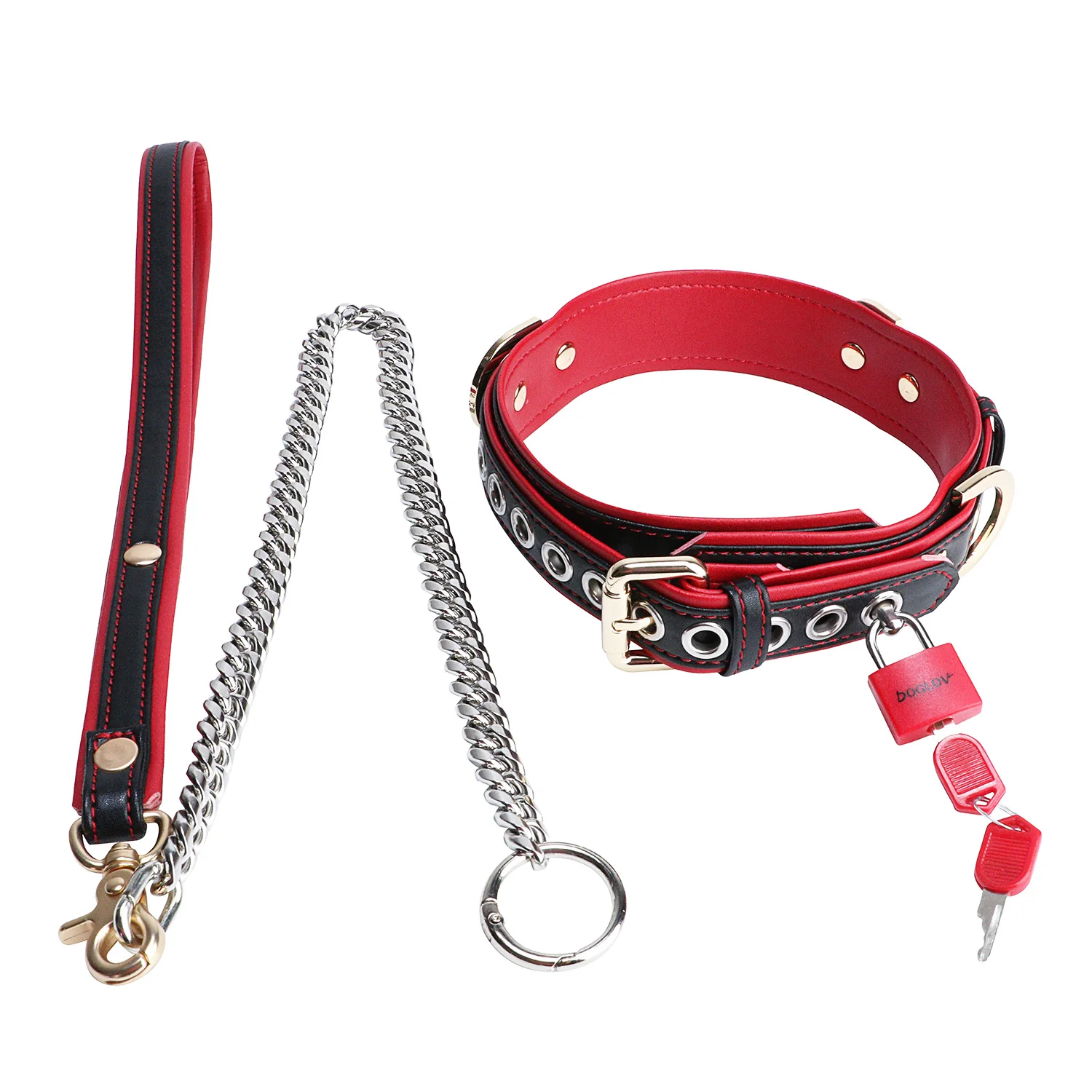 DOGLOV Adjustable PU Leather Restraint Collar Band Bondage  Leather Stainless Chain Punk BDSM Toy Male/Couple Flirting Binder
