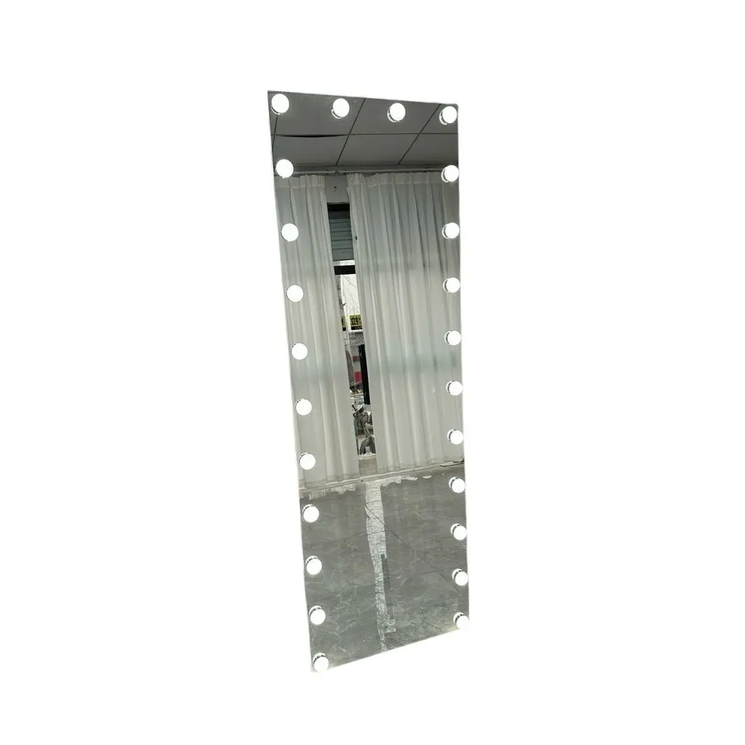 Full body mirror movable simple LED dressing floor mirror high definition stepless three-color dimming light luxury dressing
