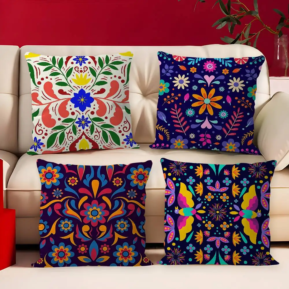 M-Mexican S-style Flower Cushion Cover Pillowcase Upholstery Sofa Throw Pillow Home Decor Pillowcas