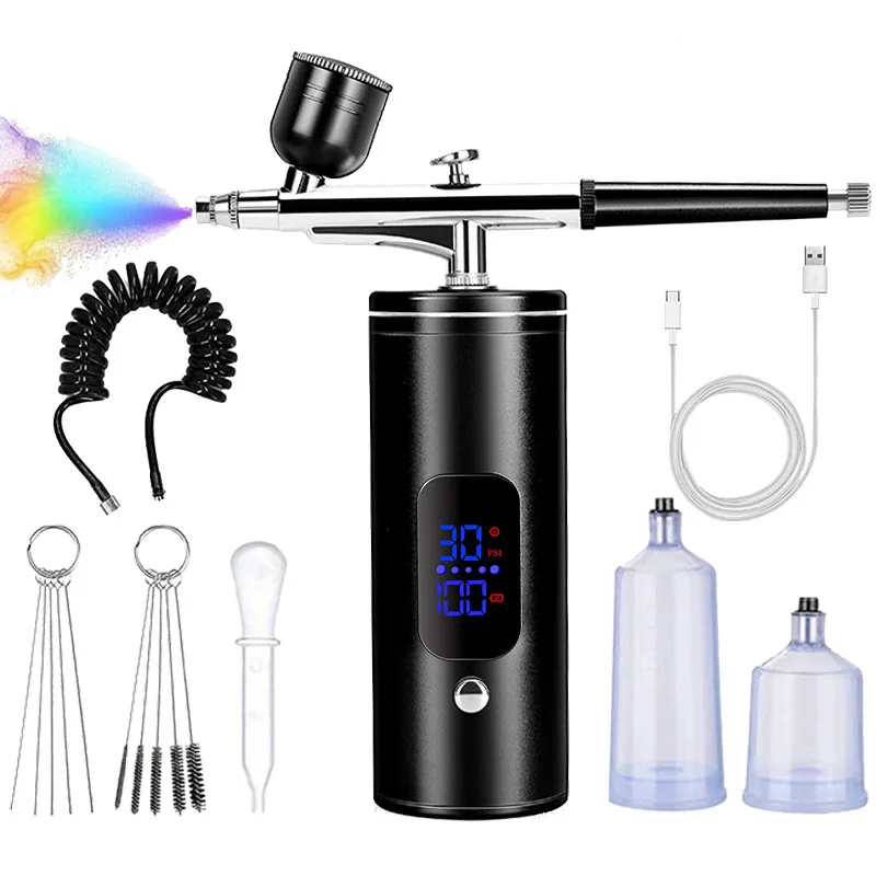 Airbrush Mini Air Compressor Kit Paint Spray Gun Portable For Nail Art Tattoo Craft Cake Pastry Painting Face Hydrating Sprayer