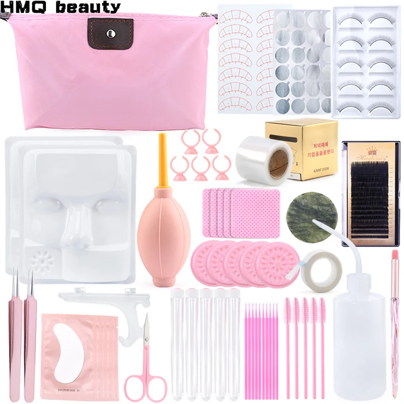 22 in 1 False Eyelash Extension Training Kit Practice Tray Tape Eye Pad Tweezers Glue Ring Micro Brushes Grafting Eyelash Tools