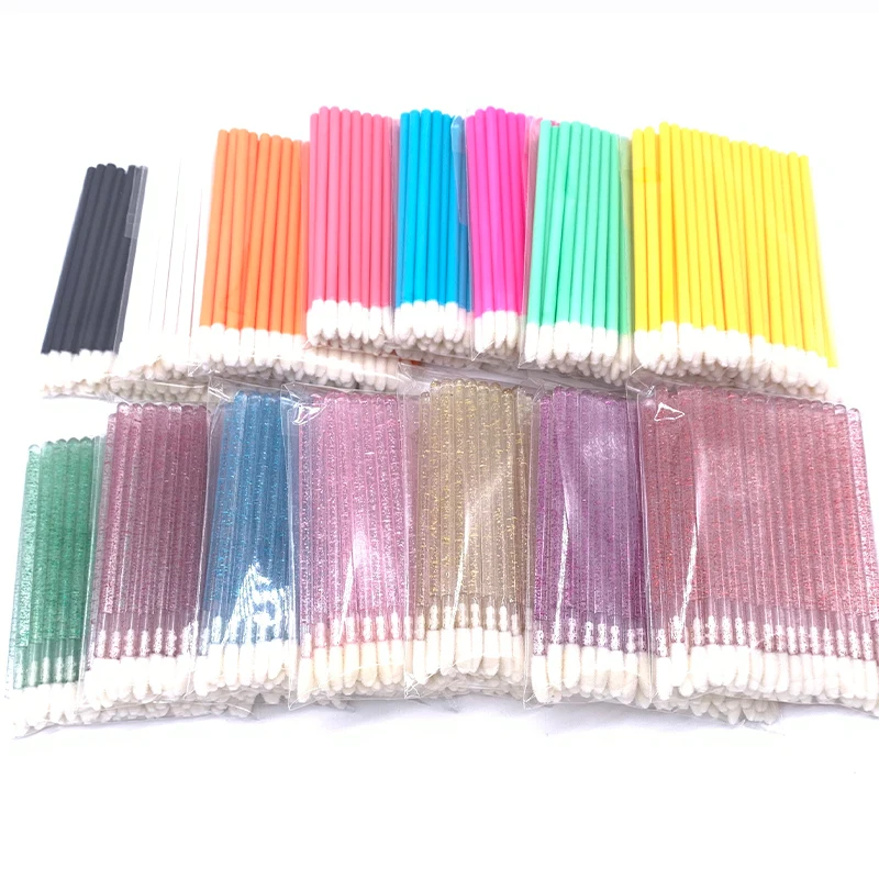 100PCS/Pack Flocked Disposable Lip Gloss Makeup Brush Lash Extension Mascara Applicator Lipstick Wand Set Cosmetic Tools