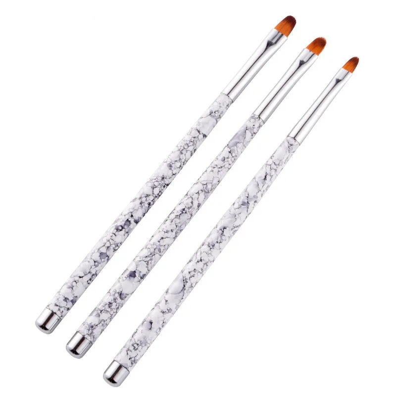 3Pcs Round Head Acrylic UV Gel Extension Builder Pen Nail Art Brushes Painting Drawing Flower Manicure Tips Tools T0445