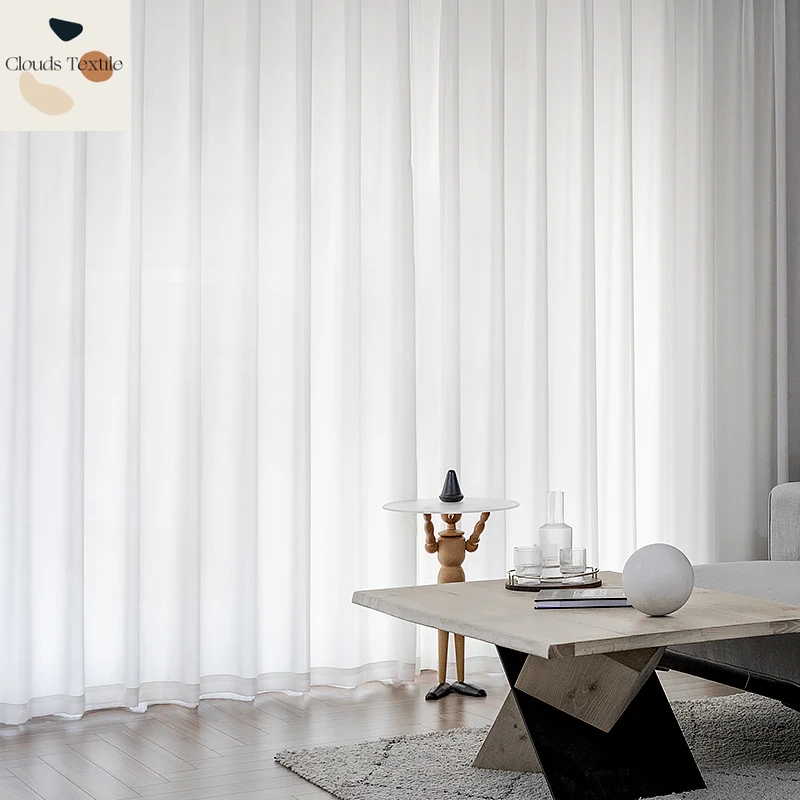 1PC White Tulle Good Quality Sheer Curtains for Living Room Bedroom Window Solid Color Door Screen Party Drapes Partition Door