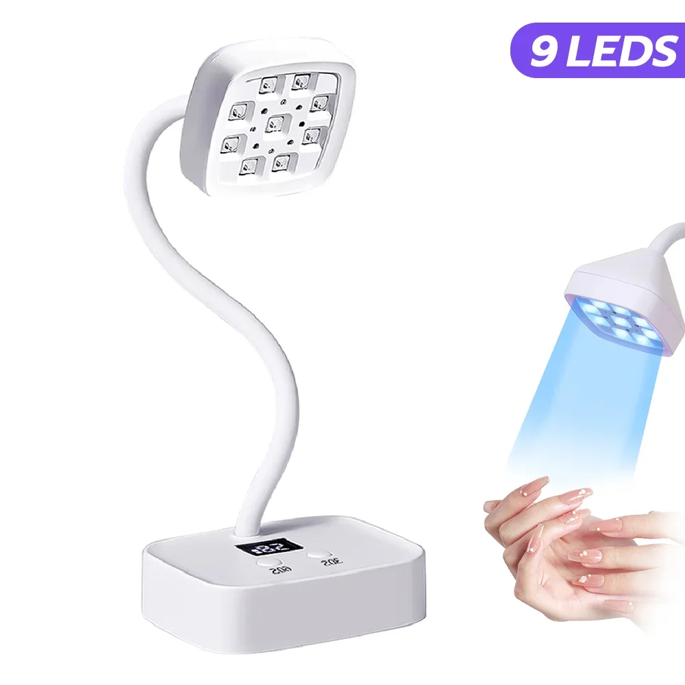 Portable Desktop Nail Lamp 27W Nail Dryer UV Lamp 360° Bendable Fast Drying False Nail Manicure Polish Glue Gel Curing Nail Tool