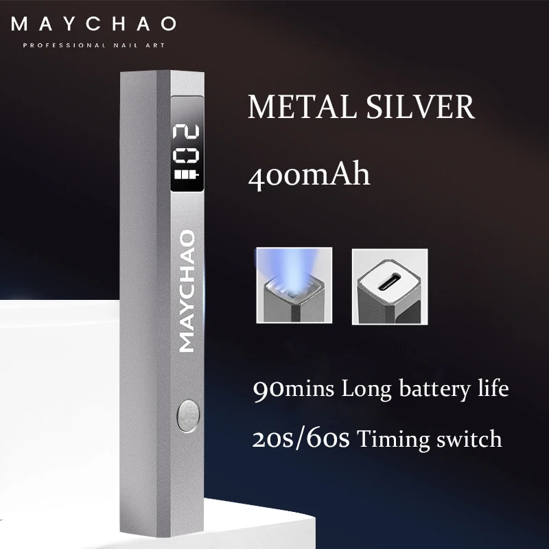 MAYCHAO Mini Handheld UV Led Lamp For Nails Portable USB Rechargeable Nail Dryer For Curing Gel Polish Nail Art Lamp Holder Set