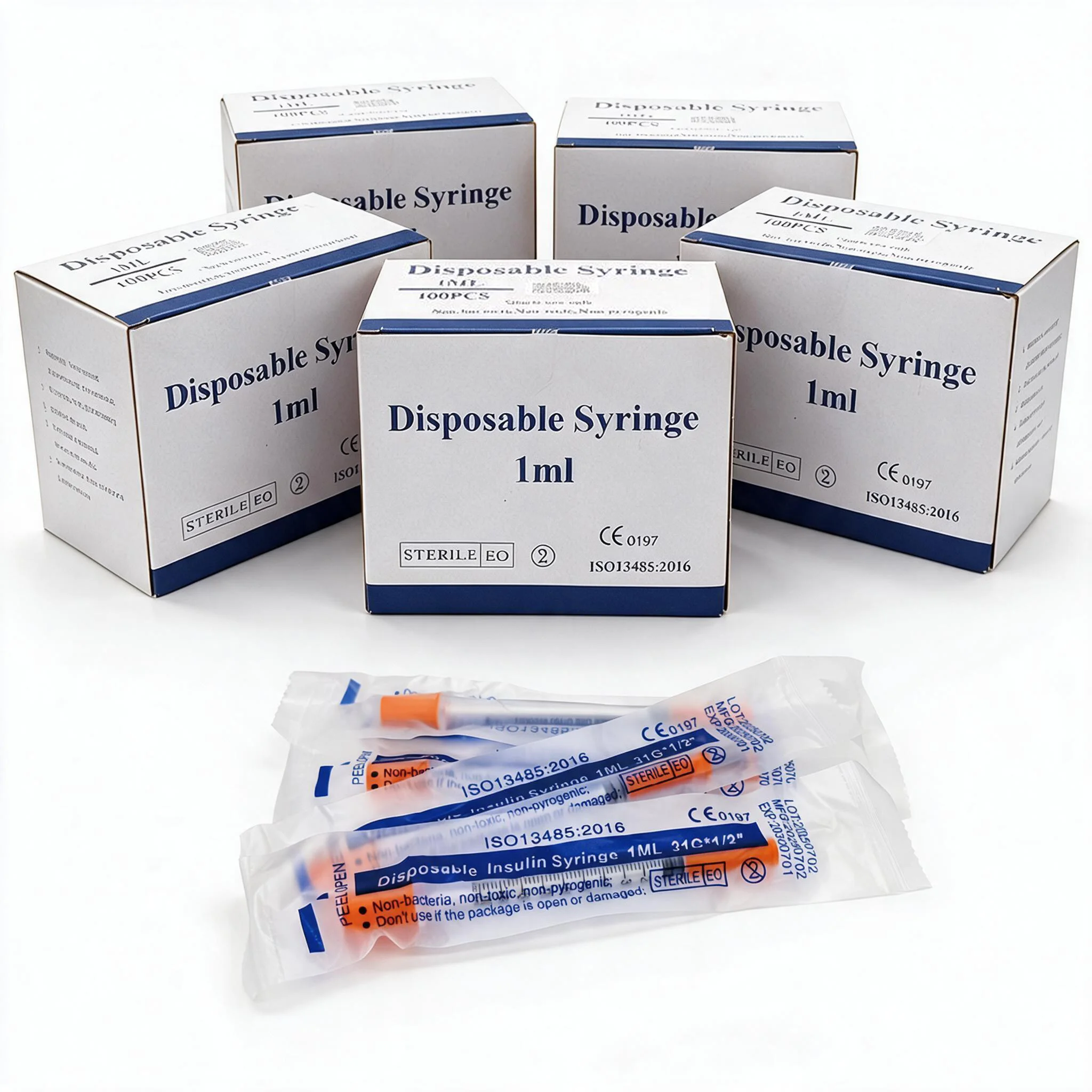 Wholesale Price 500pcs 1ml 29G/30G/31G Multi-size Sterile Disposable Insulin Syringe For Diabetic Dogs Hormone Therapy