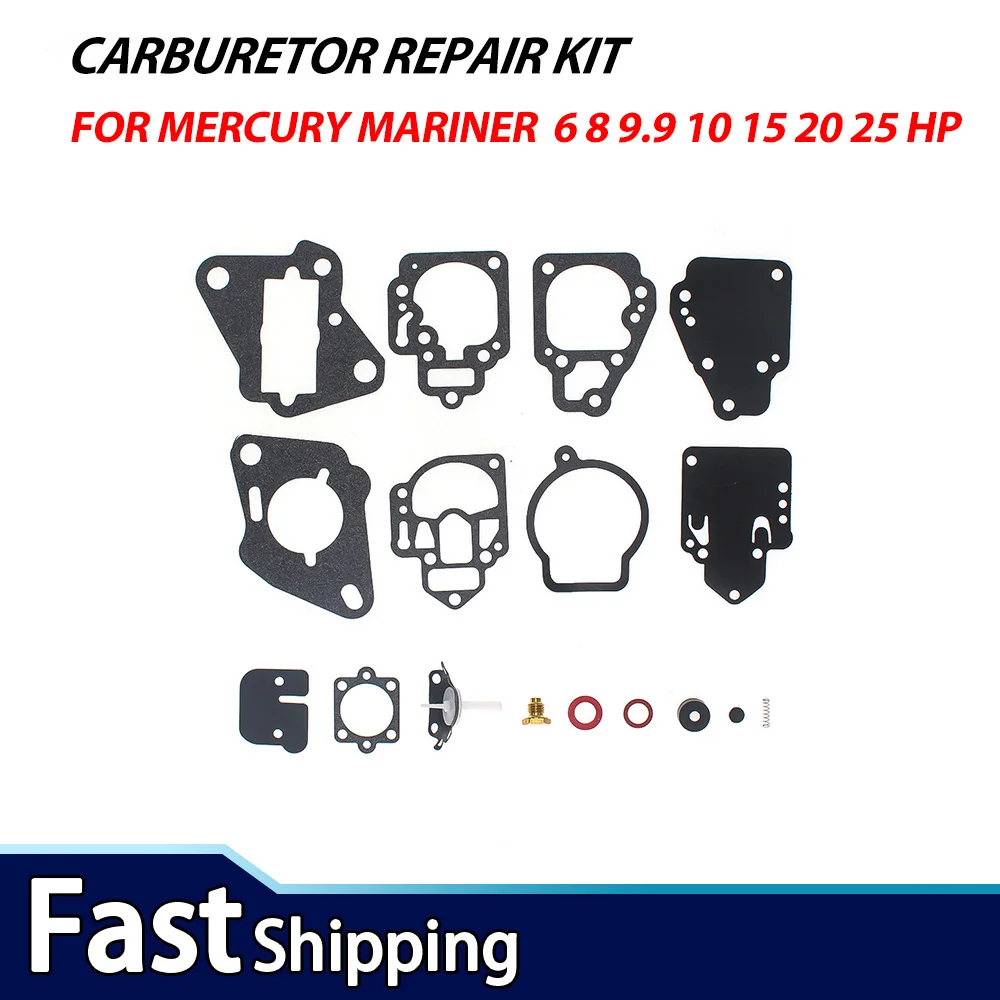 For Mercury Mariner Outboard 6 8 9.9 10 15 20 25 HP Carburetor Repair Kit Carb Rebuild Set Replaces 1395-9761 1395-811357
