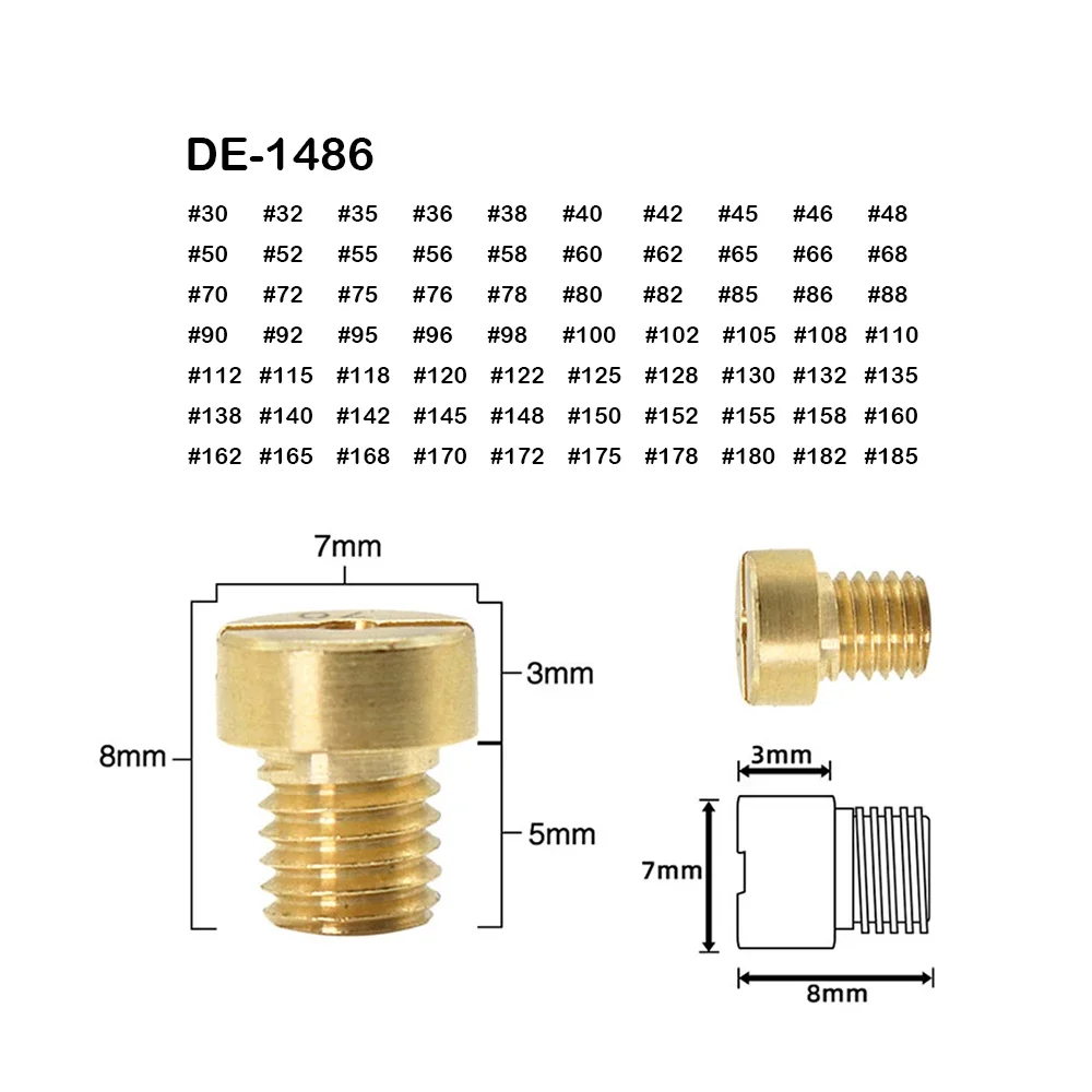 PHBG AD 10 Piece Sets Motorcycle Copper Main Jet M5 for Dellorto Carburetor SHA SHB UA UB PHBG VHB-CS VHBT-CS Oil Needle