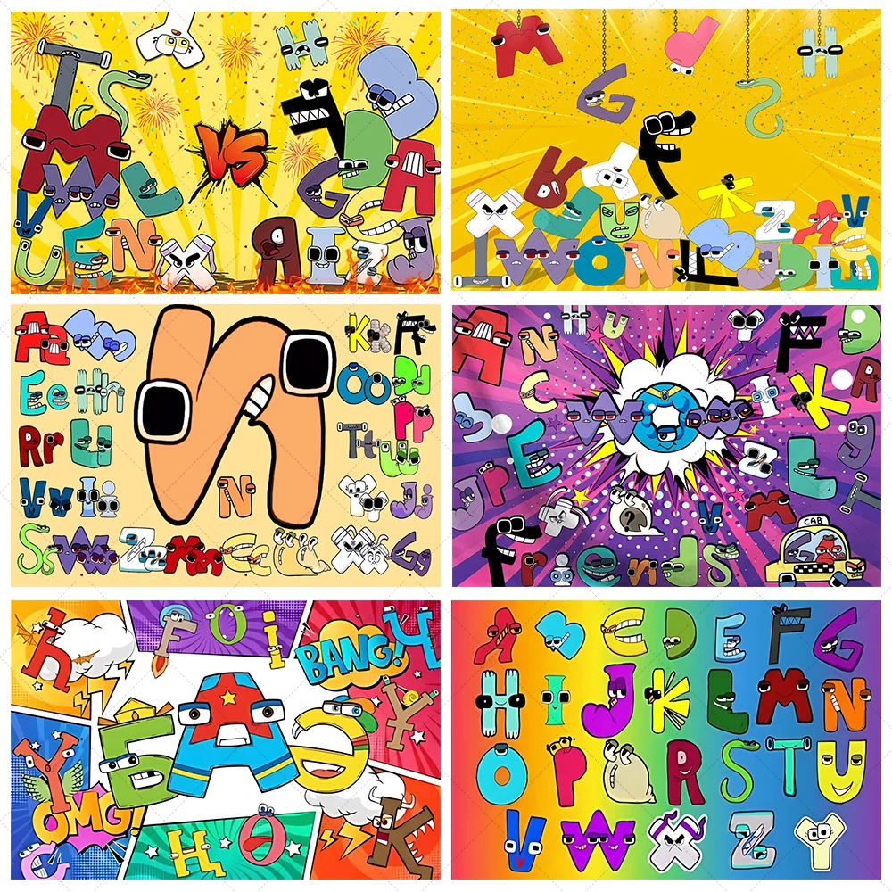 Coloring Alphabet Lore Theme Background Children Birthday Party Decoration Banner Baby Shower Early Education Gifts Photo Props