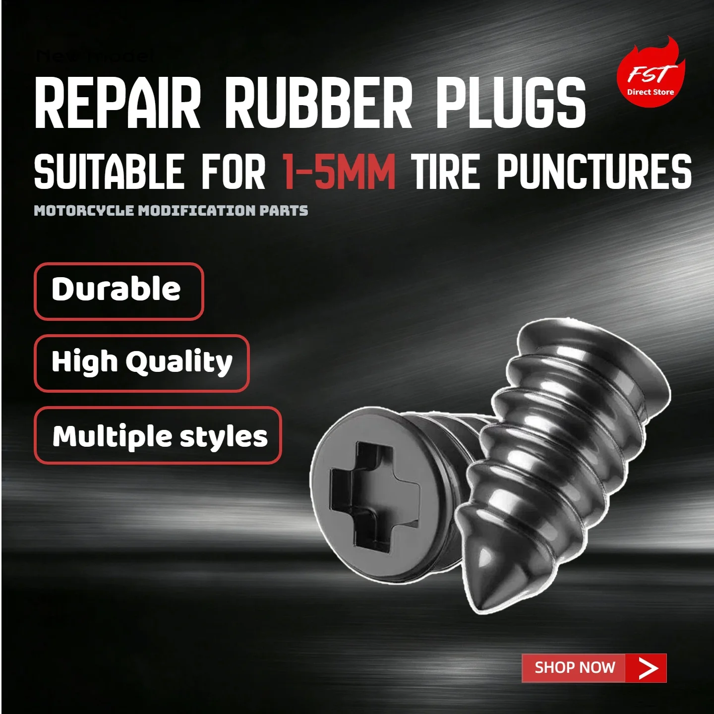 Universal Tire Repair Rubber Nails, Quick Damage-Free Puncture Repair Studs for Vacuum Tires of Cars, Motorcycles & Electric Sco