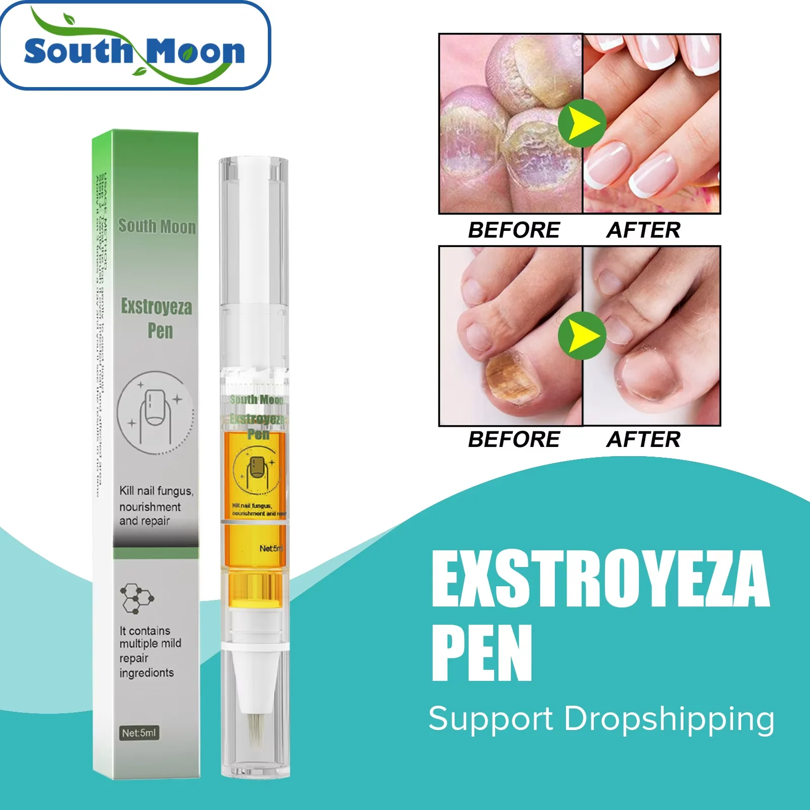 ​South Moon Nail Fungus Repair Pen Remove Onychomycosis Paronychia Reduce Toe Infection Brighten Nail Hand Foot Nail Care Liquid