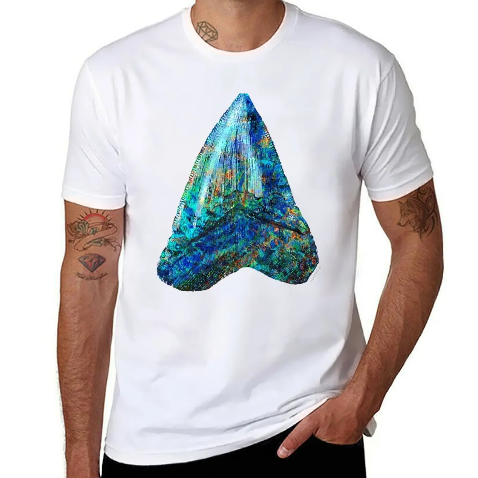 Blue Shark Tooth Art by Sharon Cummings T-Shirt t shirt man luxury graphic t shirts for man T-Shirt
