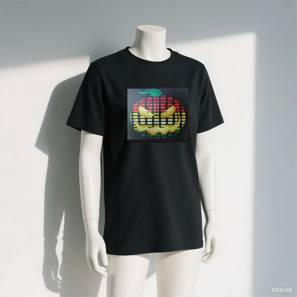 Pumpkin Design Wireless Multi-function T shirt El T-shirt Equalizer Led Tshirt Flashing Music Activated Led T Shirts