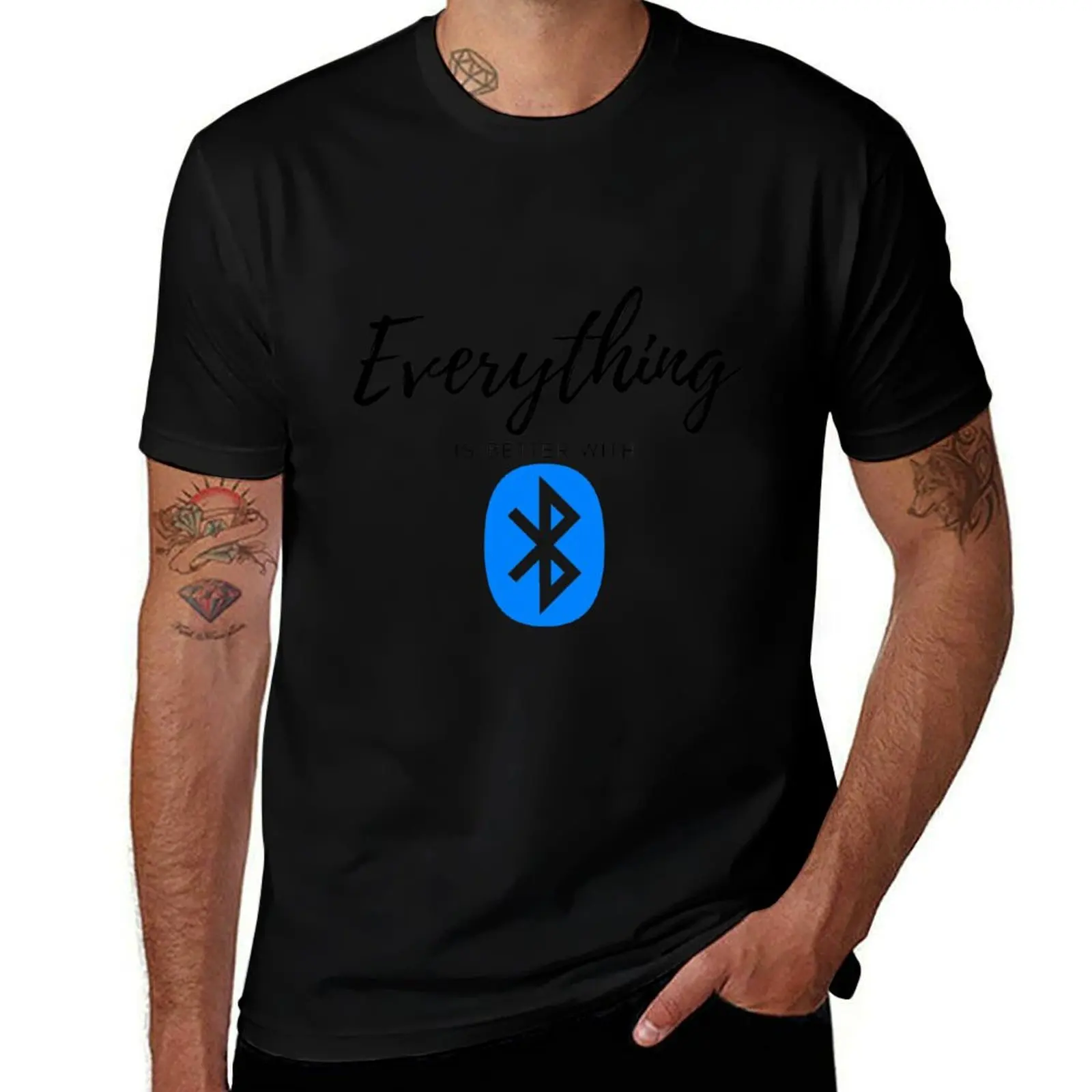 Everything is better with bluetooth T-Shirt Vintage Print Crew Neck Tee