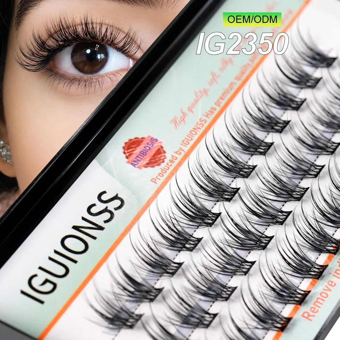 OEM ODM Lash Clusters DIY Individual Eyelash Extensions Natural Cluster Lashes Private Label IGUIONSS