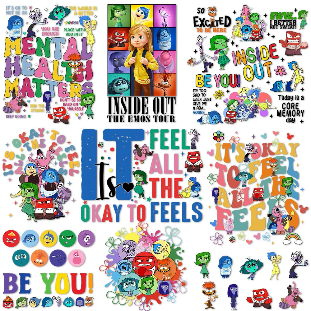Inside Out Iron on Decals for Clothes Heat transfer Stickers Thermal Patche Prints Ironing on Tshirts
