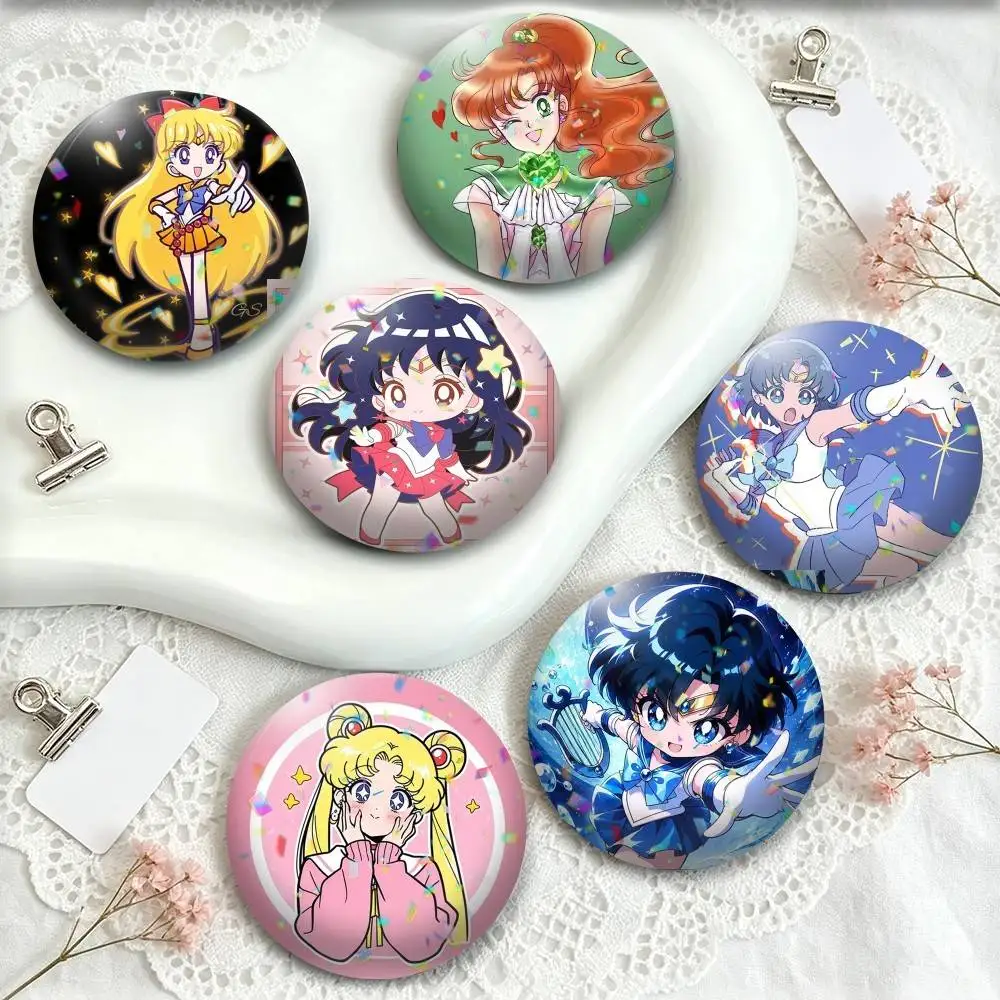 Cute girls S-Sailors M-Moon-es  25mm 32mm 44mm 58mm 75mm Brooches Badges Pins for Accessories Gift