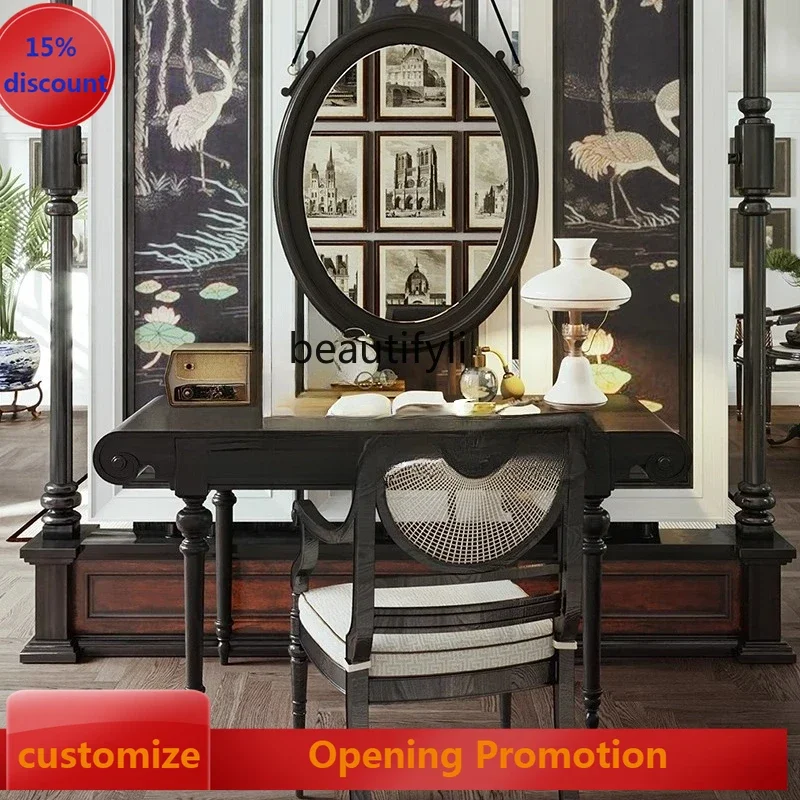 ss8350 Solid wood makeup table/multi-functional desk/neoclassical mirror dressing table/small apartment customization