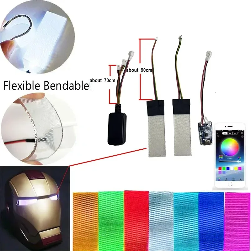 Flexible Bendable DIY LED Eyes Light Kits for Iron Man Halloween Helmet Mask Cosplay Can Cropped Props RGB Remote control