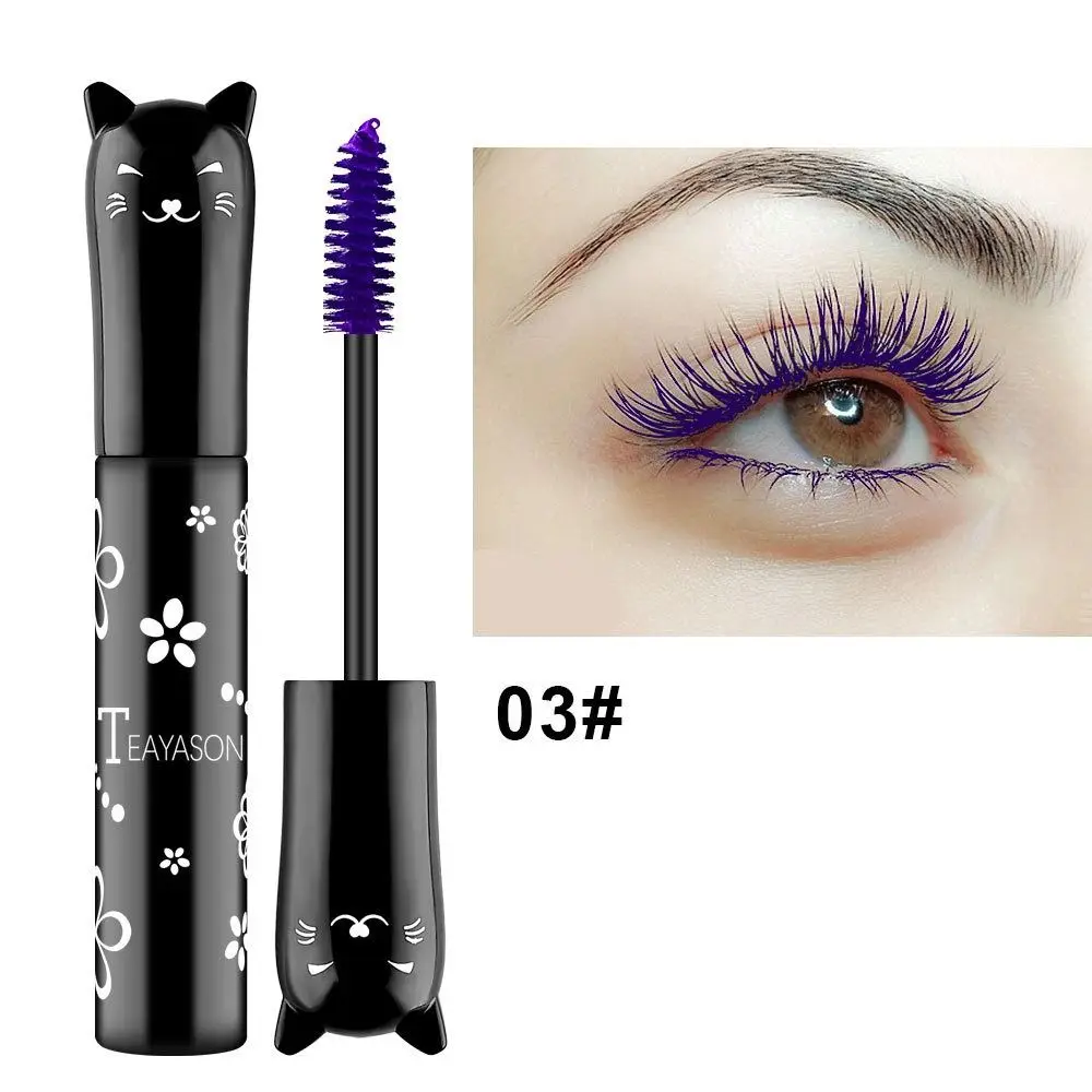 6 Colors Kitten Mascara Waterproof Quick Drying Eyelash Extension Lengthening Silk Fiber Brush Colorful Mascara Makeup Tool