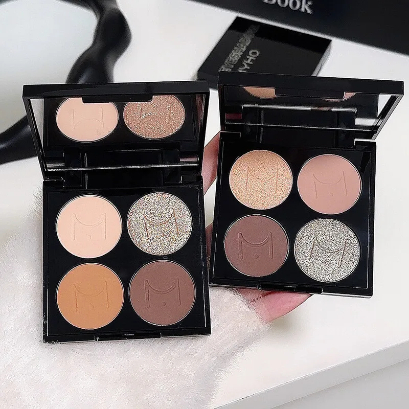 Beginner-Friendly Four-Color Eyeshadow Palette Earth Tones Light Makeup Low Saturation No Powder Flaking Or Shedding