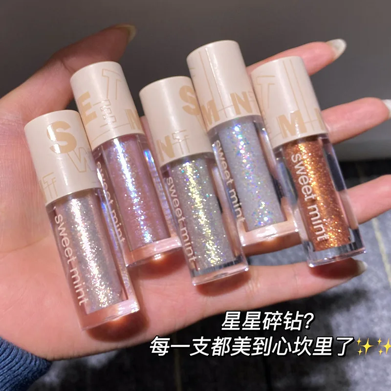 Sweet Mint Sparkling Glitter Liquid Eyeshadow One Drop Teardrop Light Sleeping Silkworm Highlighter Brightening Makeup for Eyes