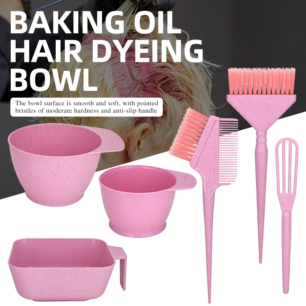6Pcs Complete Hair Dyeing Kit Durable Mixing Bowl & Brush Set for Easy DIY Hair Color Root Touch Up Salon Quality Tools 4 Colors