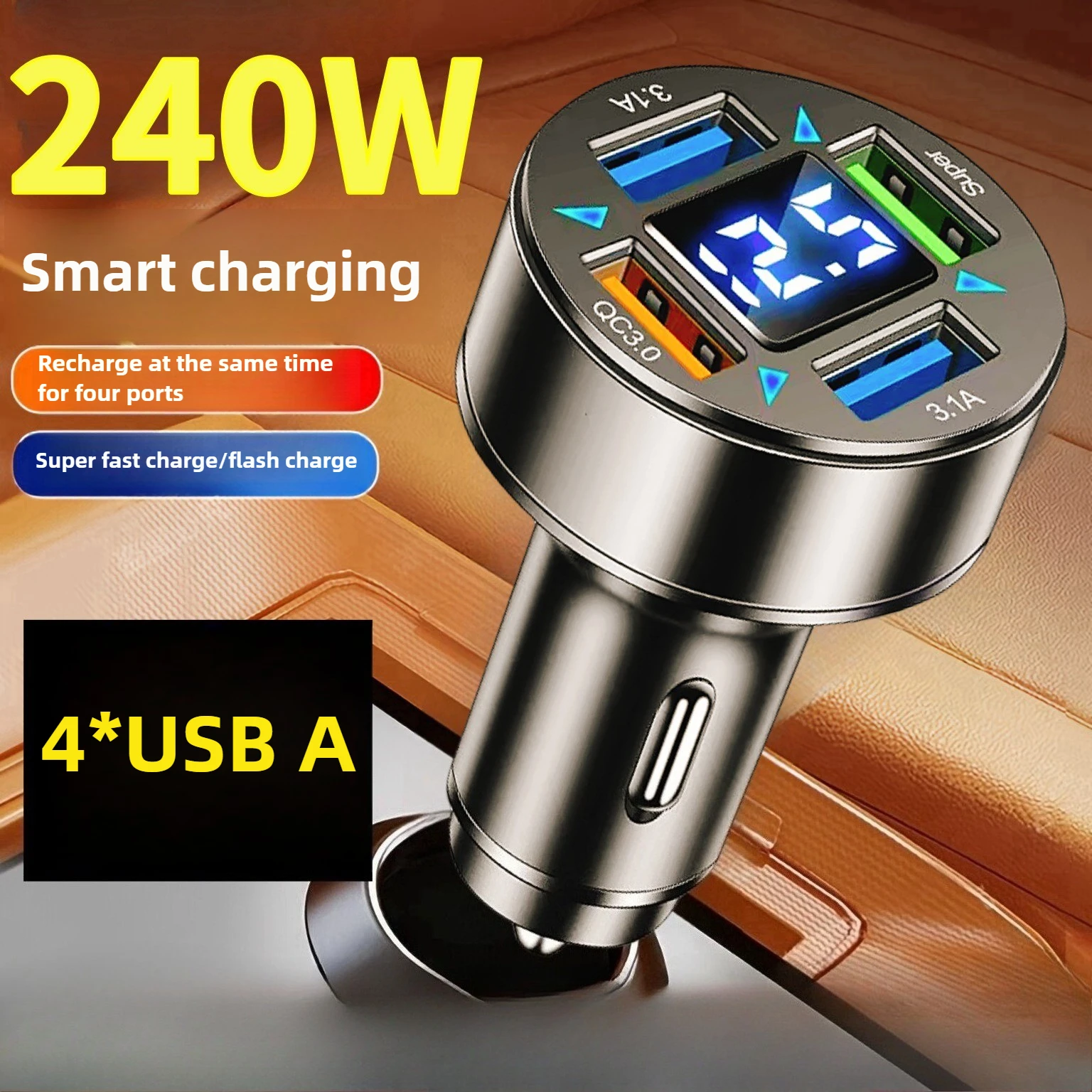 5 Ports Car Charger Fast Charging PD QC3.0 USB C Car Phone Charger Type C Adapter For Smart Phone