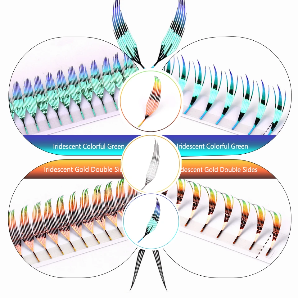 RUJADE Shiny Colorful Comic Spire Eyelash Extension Holographic Manga Eyelashes Tinsel Anime Faux Eye Lashes For Party Makeup