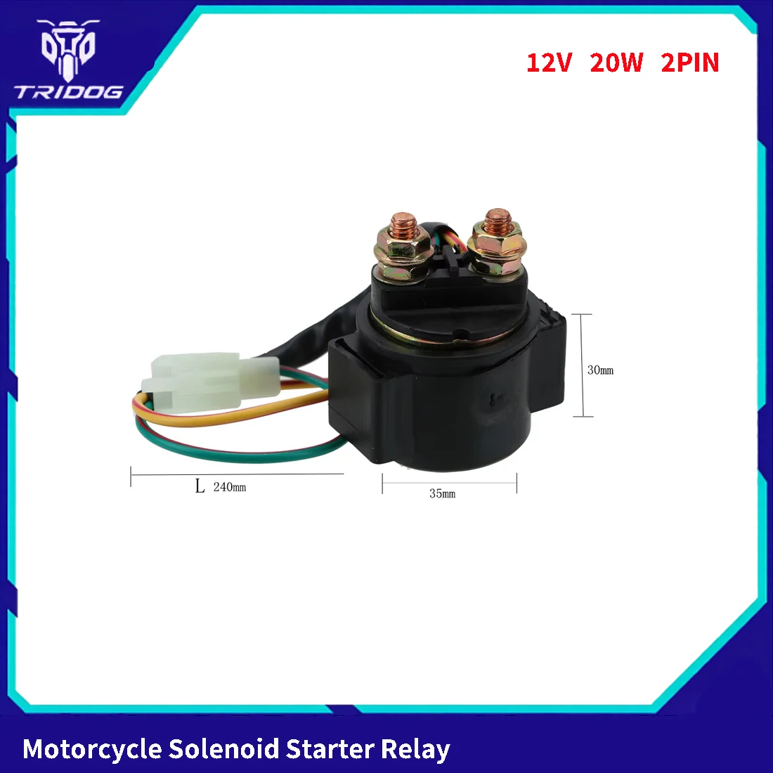 12V 20W Motorcycle Solenoid Starter Relay For Honda GY6 50CC 125CC 150CC Scooter ATV Karts CG125 GY6-125 2 Pin 2 Wires