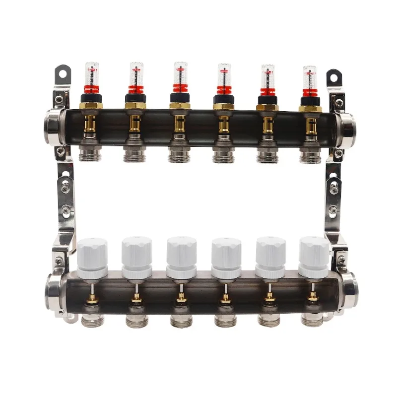 Modern Brass Manifold Water Collector for Hydronic Floor Heating Systems with Easy Installation
