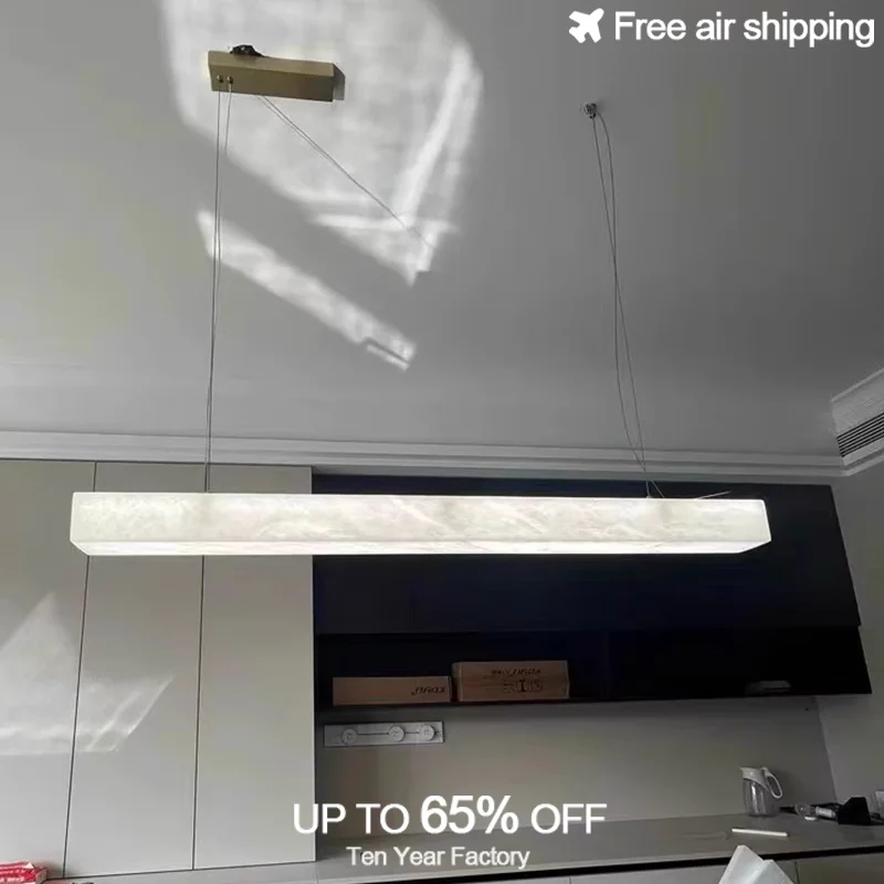 Spanish Natural Long Frame Bronze Silver Acrylic Pendant Lighting Adjustable for Indoor Living Room Home Decorative Fixtures