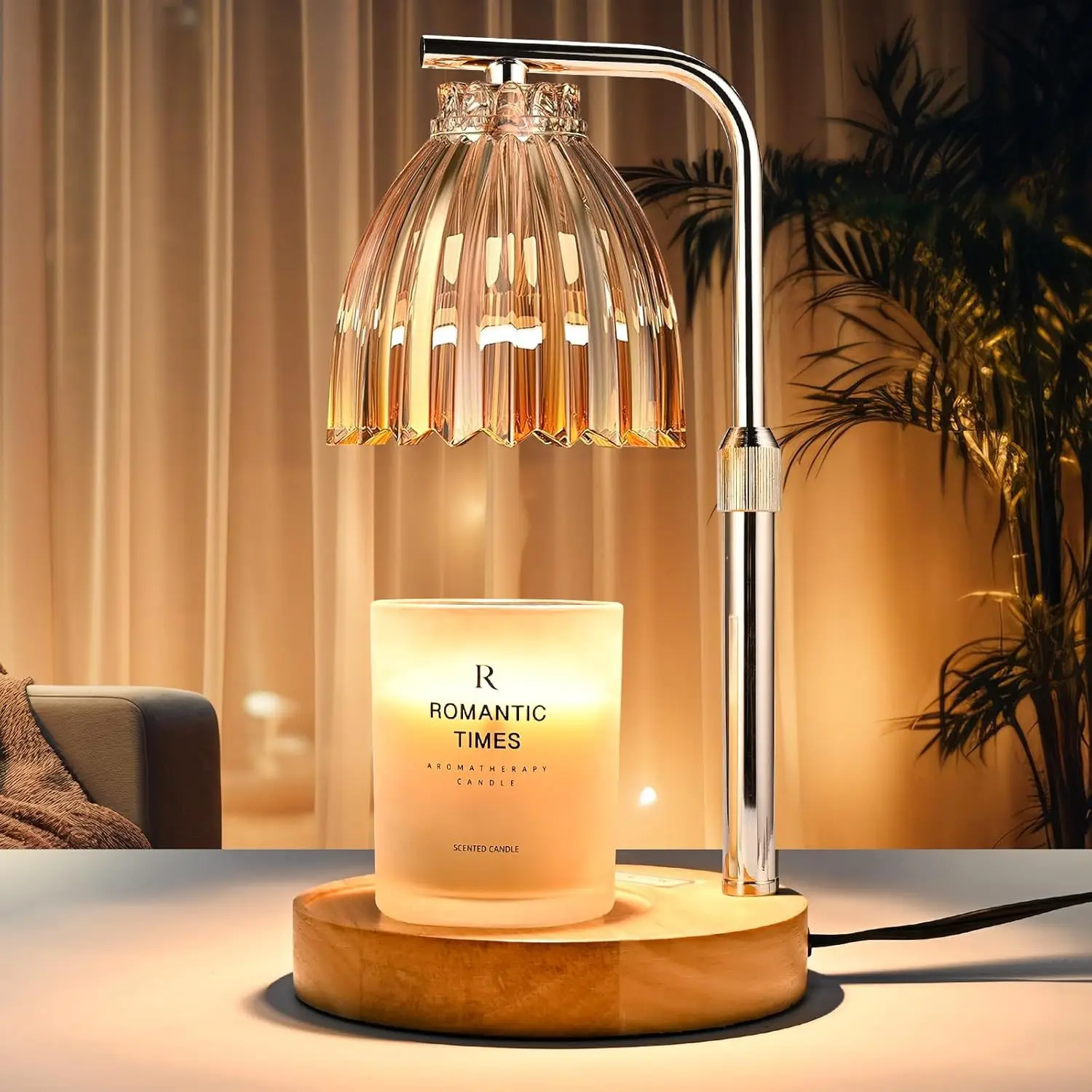 Adjustable Height Aromatherapy Wax Melt Warmer Candle Heating Lamp with Timer Dimming Home Decor Ambient Table Lamp