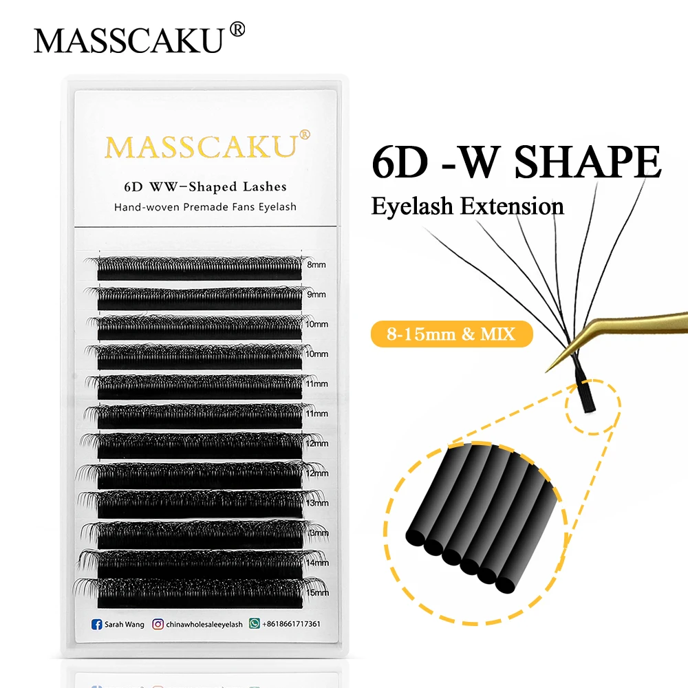 MASSCAKU W Shape Bloom 3D-10DW Premade Volume Fans Eyelash Faux Mink Soft Easy Faning Professional Natural Eyelash Extensions
